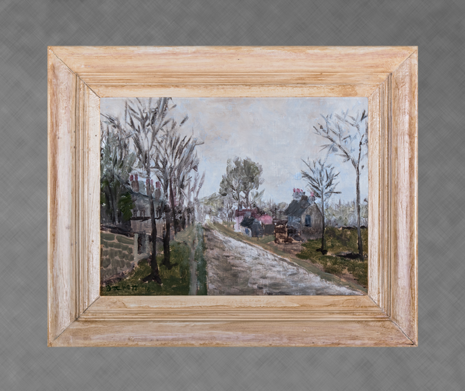 Rain Effect, Study: Pissarro 
 9 in x 12 in Oil on Panel 2018