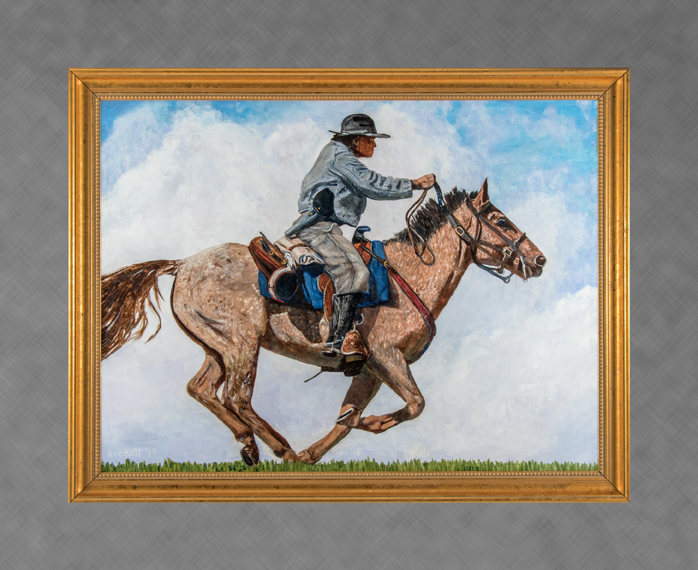 The Pony Express at Sayler's Creek 
 24 in x 32 in 
 Oil on Canvas 2019