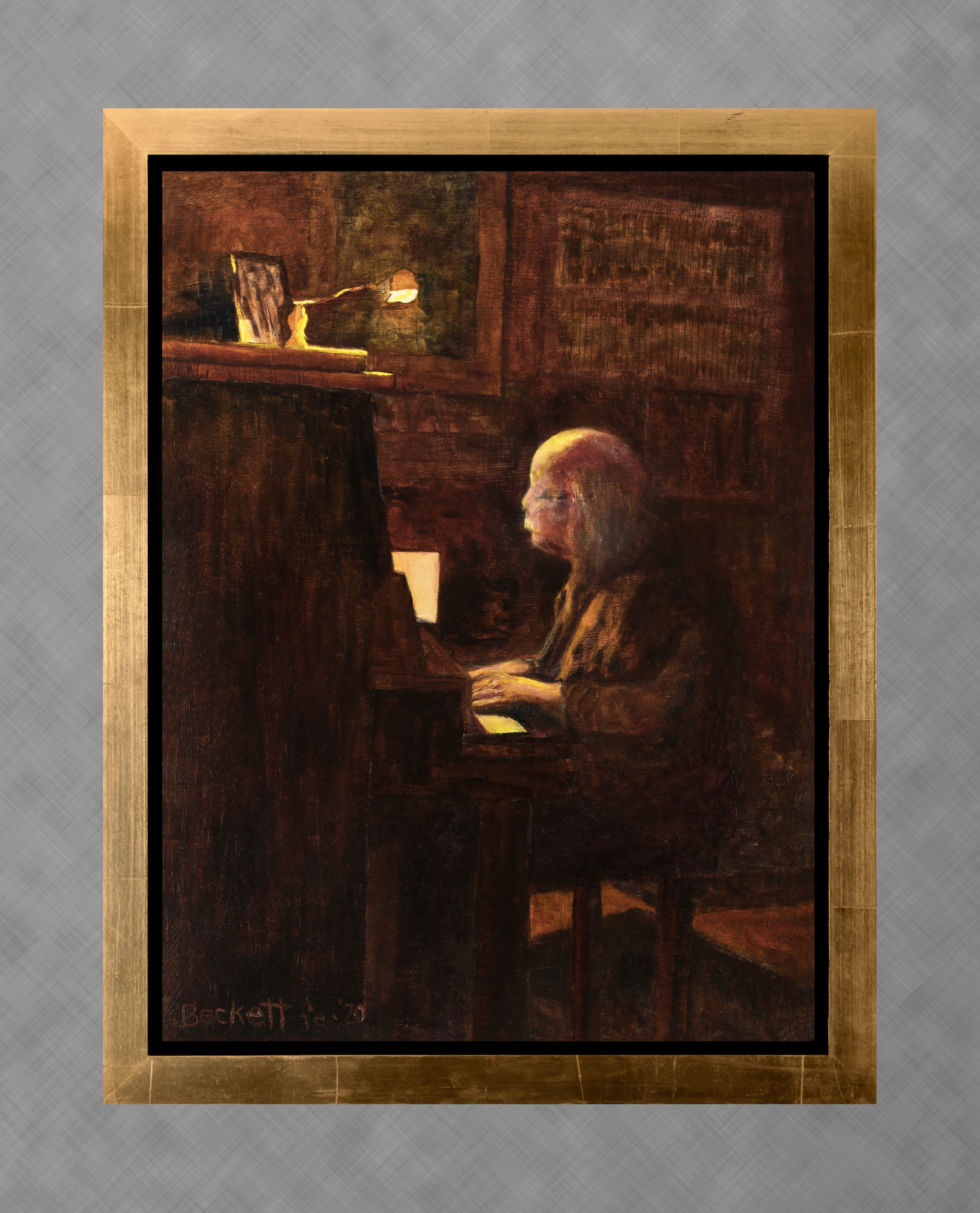 Larry Beckett at the Piano - 18 in x 24 in - Oil on Canvas 2020