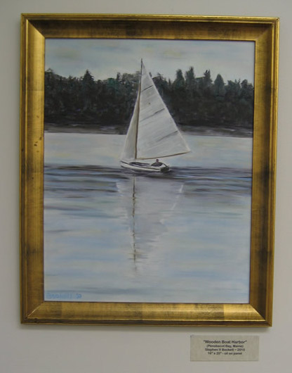 Wooden Boat Harbor, Penobscot Bay 
 16 in x 20 in Oil on Panel 2010 
 Private Collection of Mary Giftos
