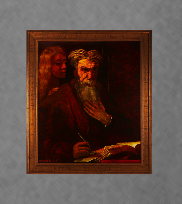 Study: Rembrandt's Saint Mathew and the Angel - 32 in x 38 in Oil on Belgian Linen - 2015