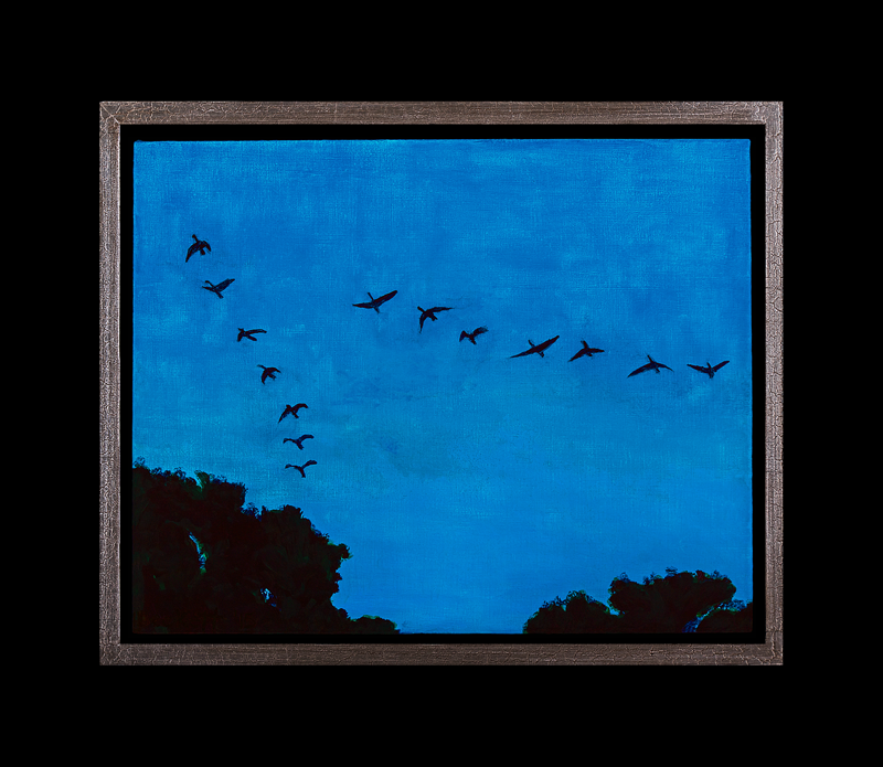 Geese! 
 16 in x 20 in Oil on Belgian Linen 2015 
 Private Collection of Nancy and John Charlebois